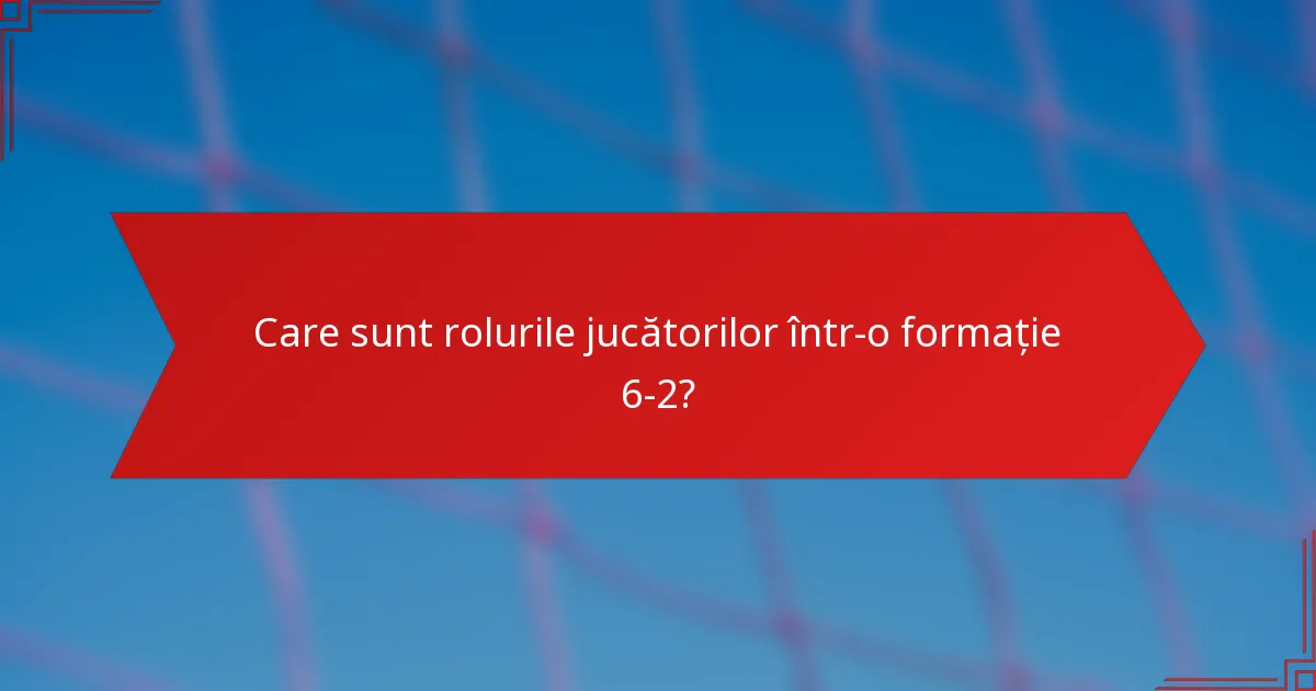 Care sunt rolurile jucătorilor într-o formație 6-2?