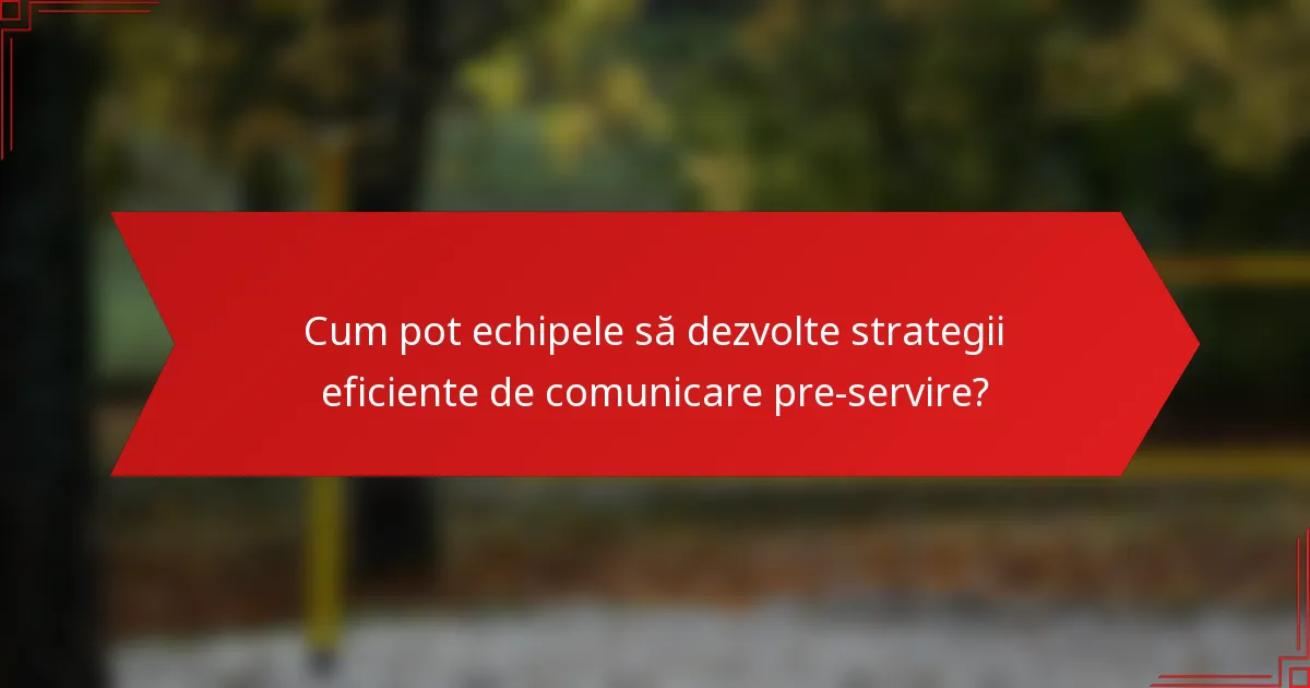 Cum pot echipele să dezvolte strategii eficiente de comunicare pre-servire?